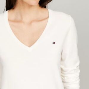 Tommy Hilfiger V Neck Sweater Beige XS NWT